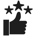 Thumbs up with three stars